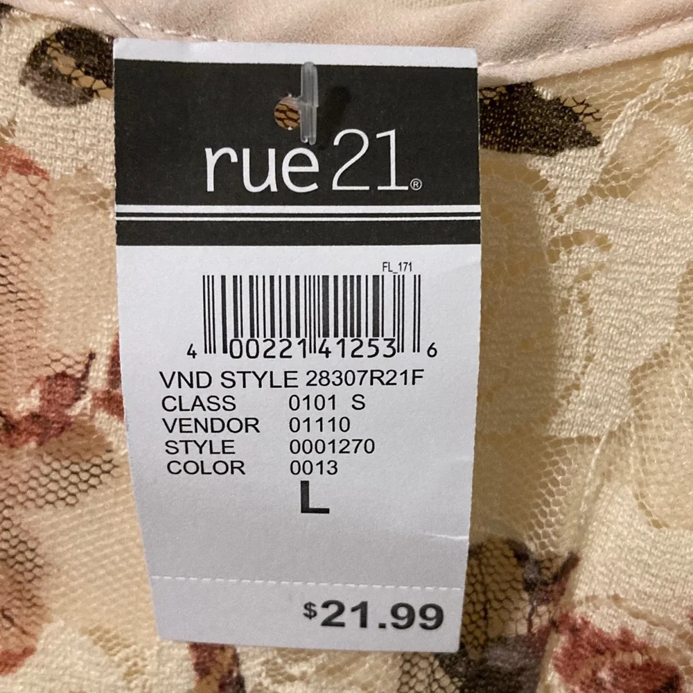 NEW NWT Rue21 Floral Lace Dress - Cream and Pink Junior’s Large - Picture 5 of 12